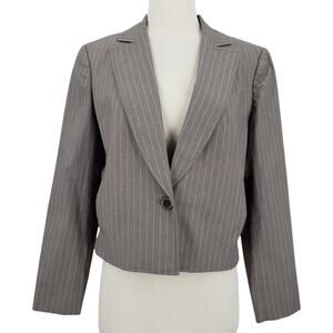 Vintage Nine West Pinstripe Waist Length Jacket Blazer Pockets Size 10